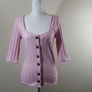 FREE PEOPLE BOTTOM DOWN 3/4 SLEEVE TOP